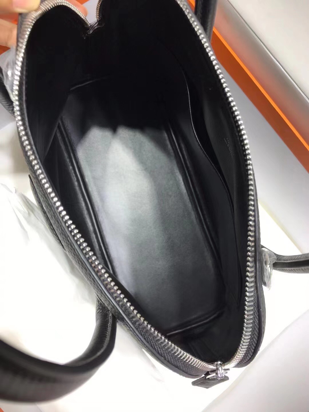 Hermes Bolide 27cm Handbag In Black Clemence Leather